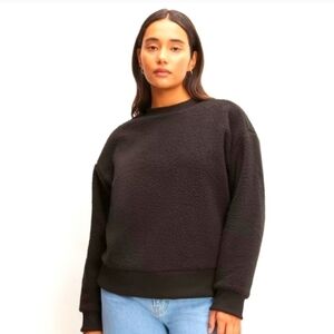 Everlane the renew fleece oversized crew sweatshirt black XS NWT